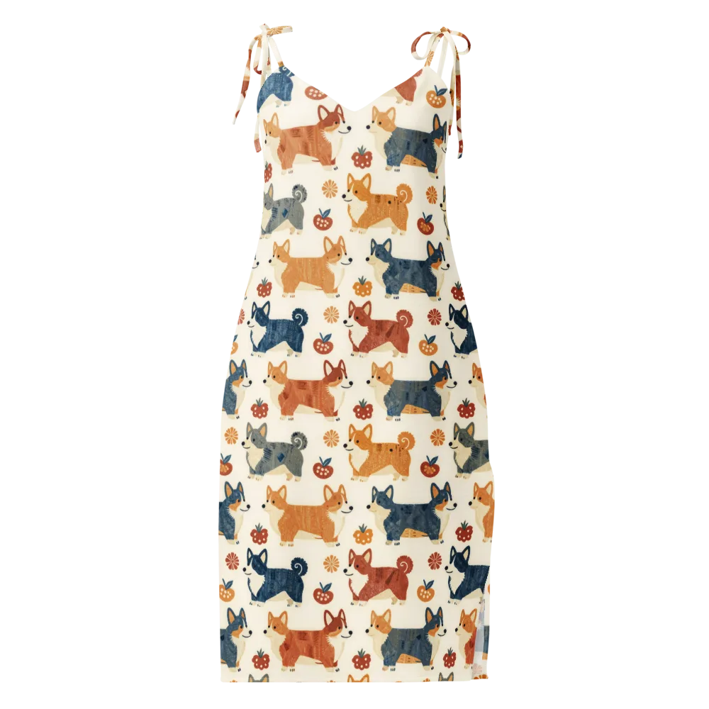 Foxfire Corgis on Slip Dress — Front