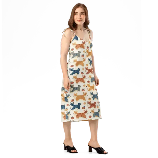 Foxfire Corgis on a Slip Dress