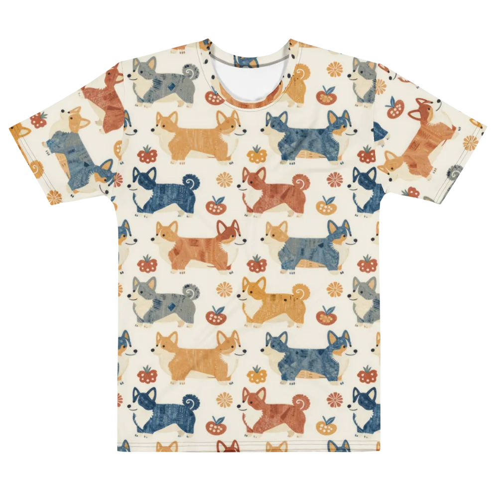 Foxfire Corgis on Men's Cotton Crew Neck T-Shirt — Front