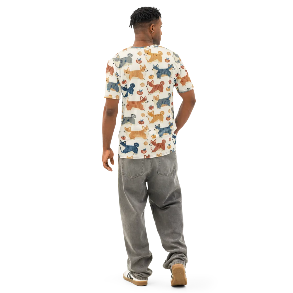 Foxfire Corgis on Men's Cotton Crew Neck T-Shirt — Back