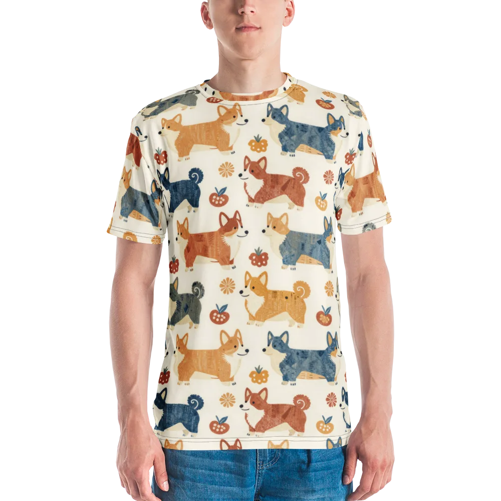 Foxfire Corgis on Men's Crew Neck T-Shirt — Front