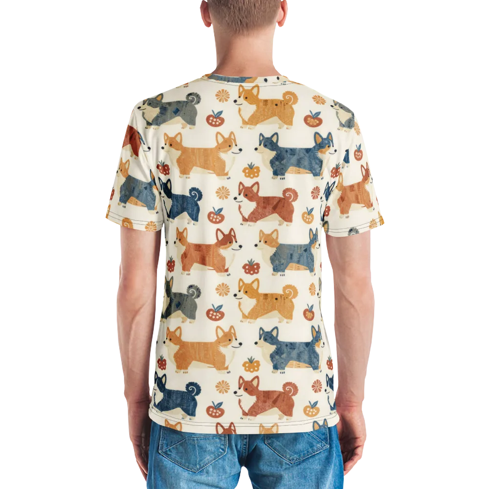 Foxfire Corgis on Men's Crew Neck T-Shirt — Back