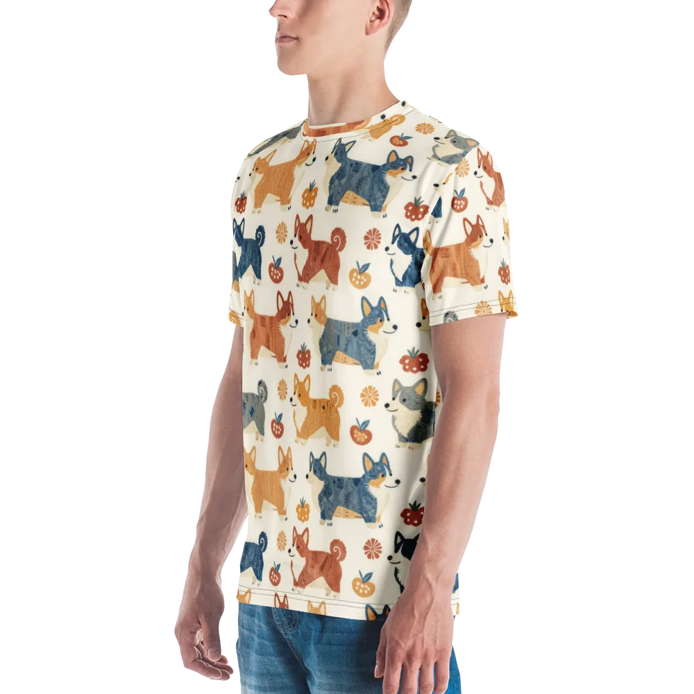 Foxfire Corgis on Men's Crew Neck T-Shirt — Left