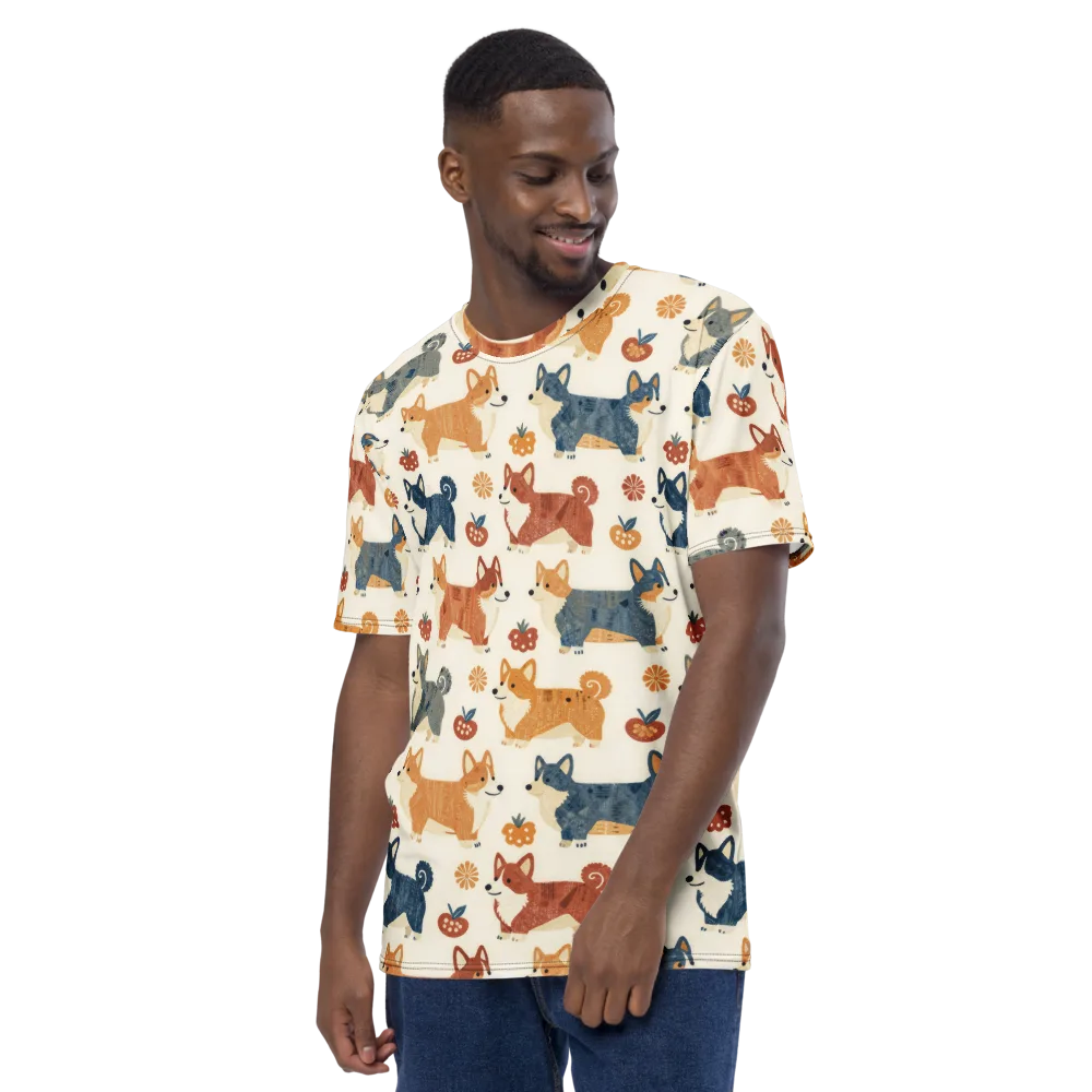 Foxfire Corgis on Men's Crew Neck T-Shirt — Left