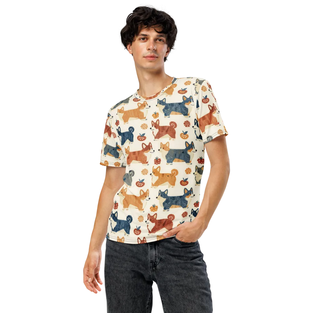Foxfire Corgis on Men's Crew Neck T-Shirt — Front