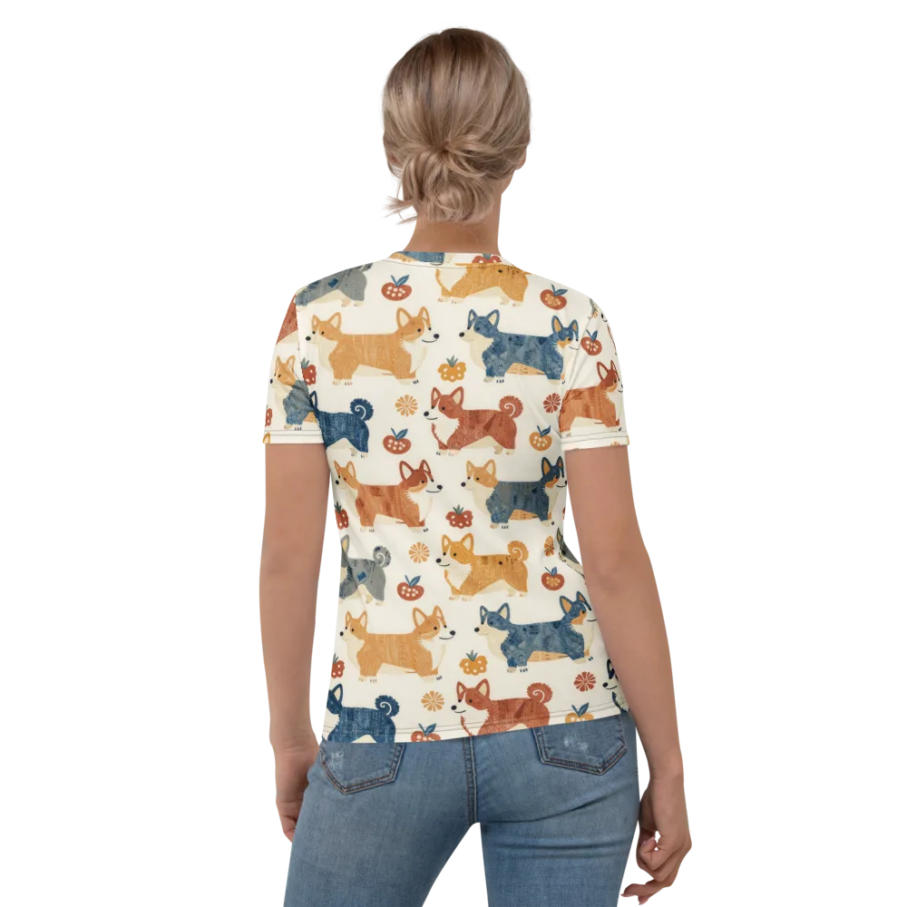 Foxfire Corgis on Women's Crew Neck T-Shirt — Back