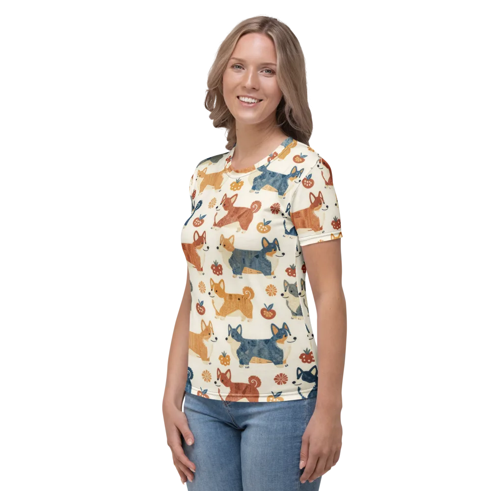 Foxfire Corgis on Women's Crew Neck T-Shirt — Left
