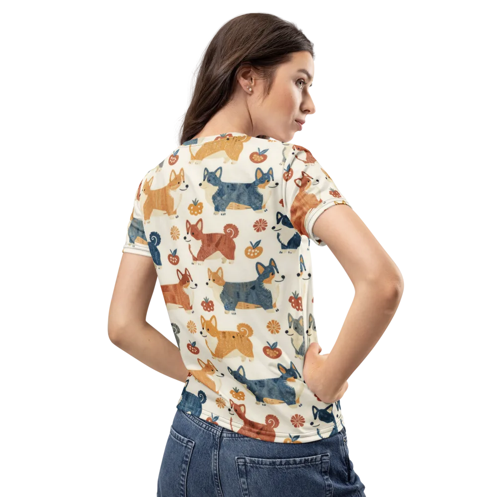 Foxfire Corgis on Women's Crew Neck T-Shirt — Back
