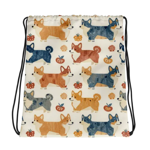 Foxfire Corgis on a Drawstring Bag