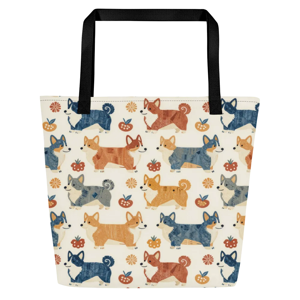 Foxfire Corgis on Large Tote Bag W/ Pocket — Front