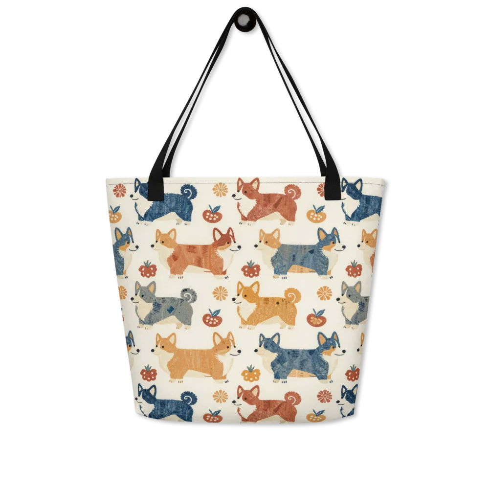 Foxfire Corgis on Large Tote Bag W/ Pocket — Front