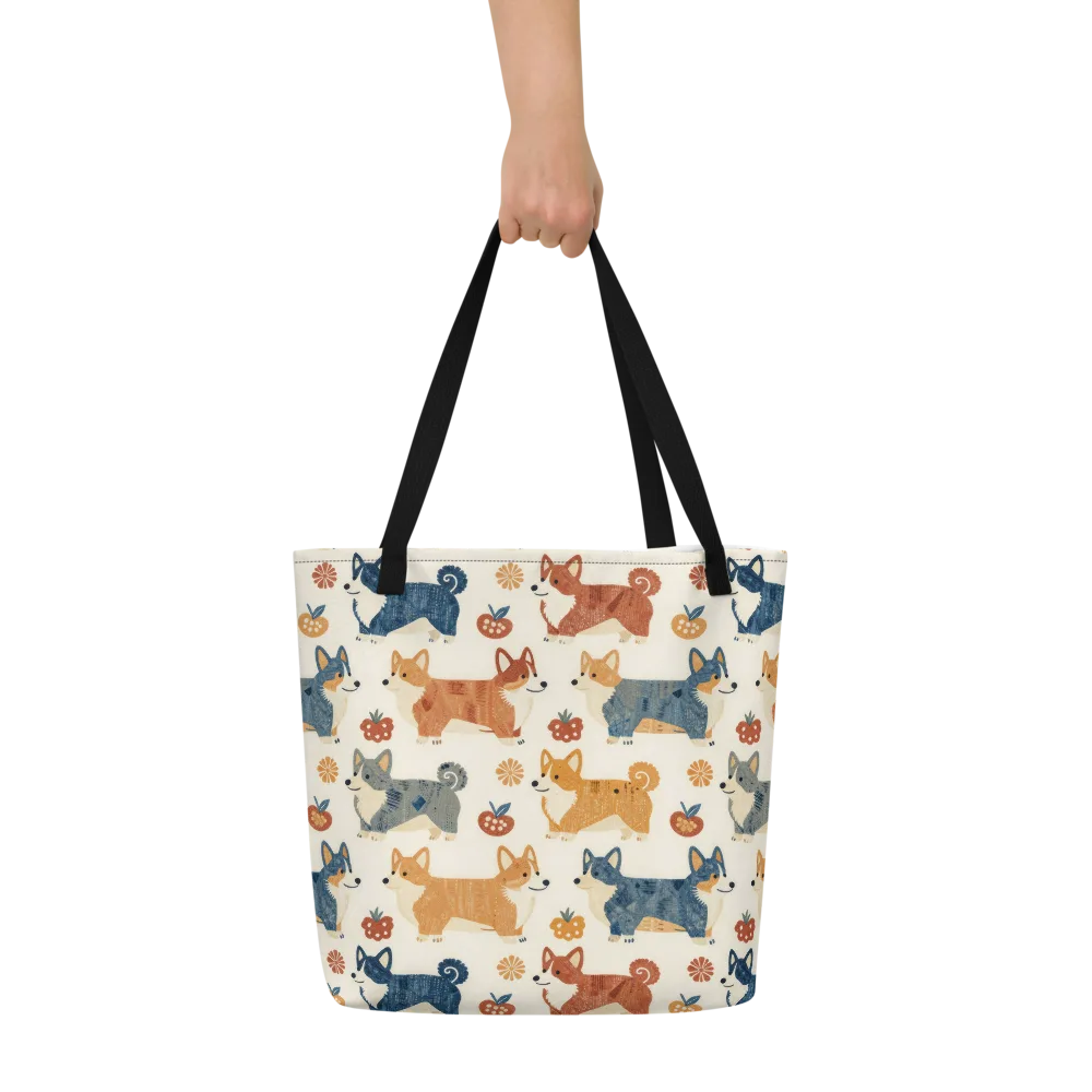 Foxfire Corgis on Large Tote Bag W/ Pocket — Front