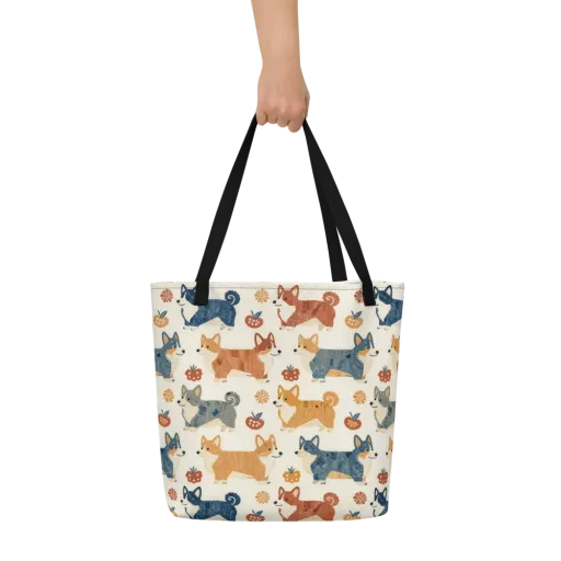 Foxfire Corgis on a Large Tote Bag W/ Pocket