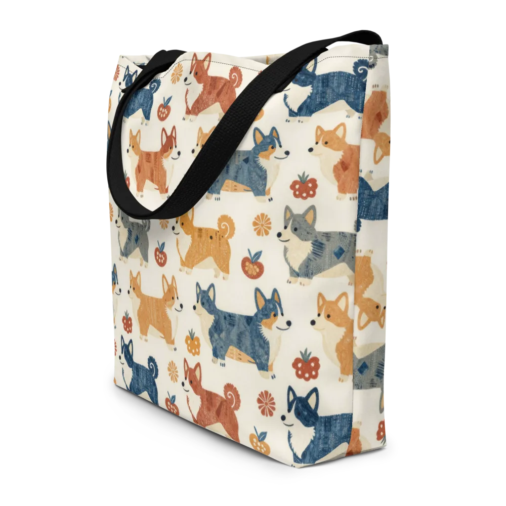 Foxfire Corgis on Large Tote Bag W/ Pocket — Front