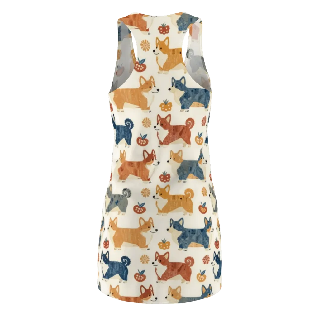 Foxfire Corgis on Racerback Dress — Back