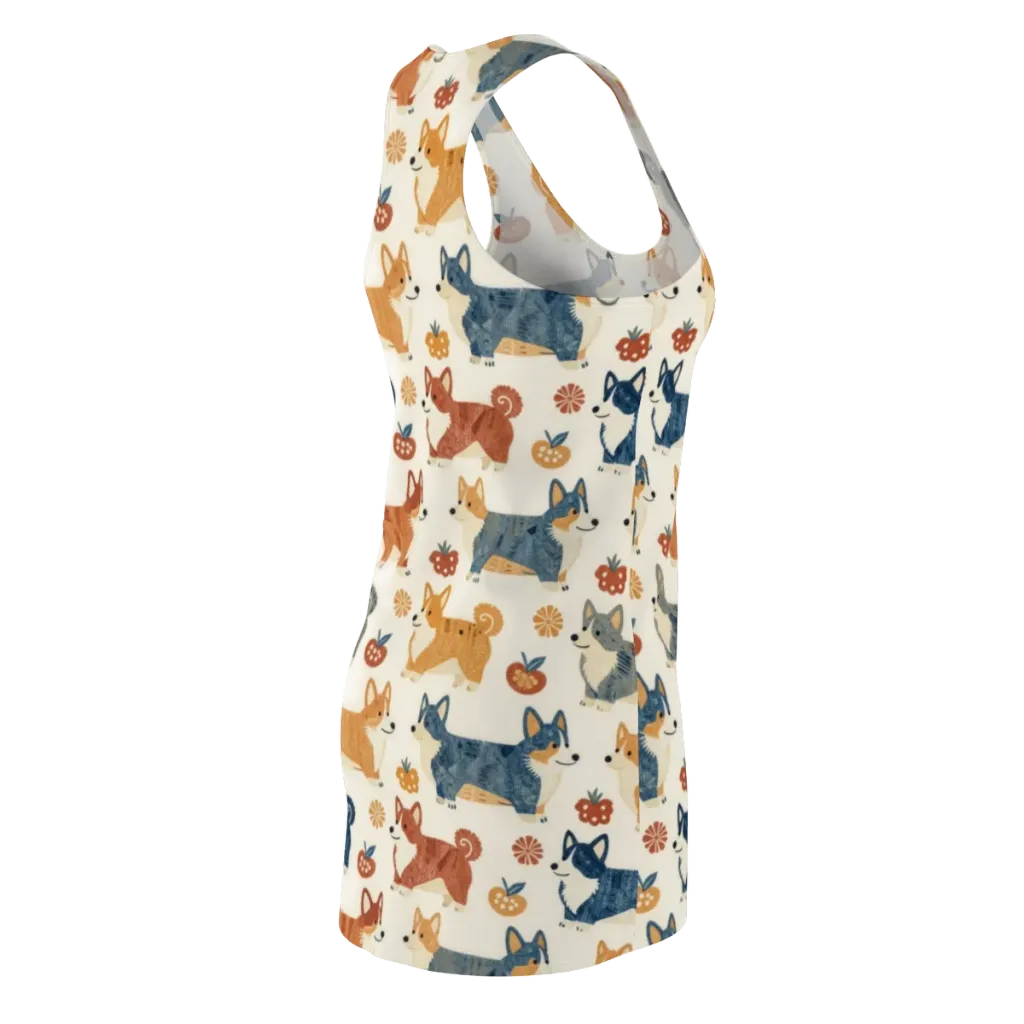 Foxfire Corgis on Racerback Dress — Back Side