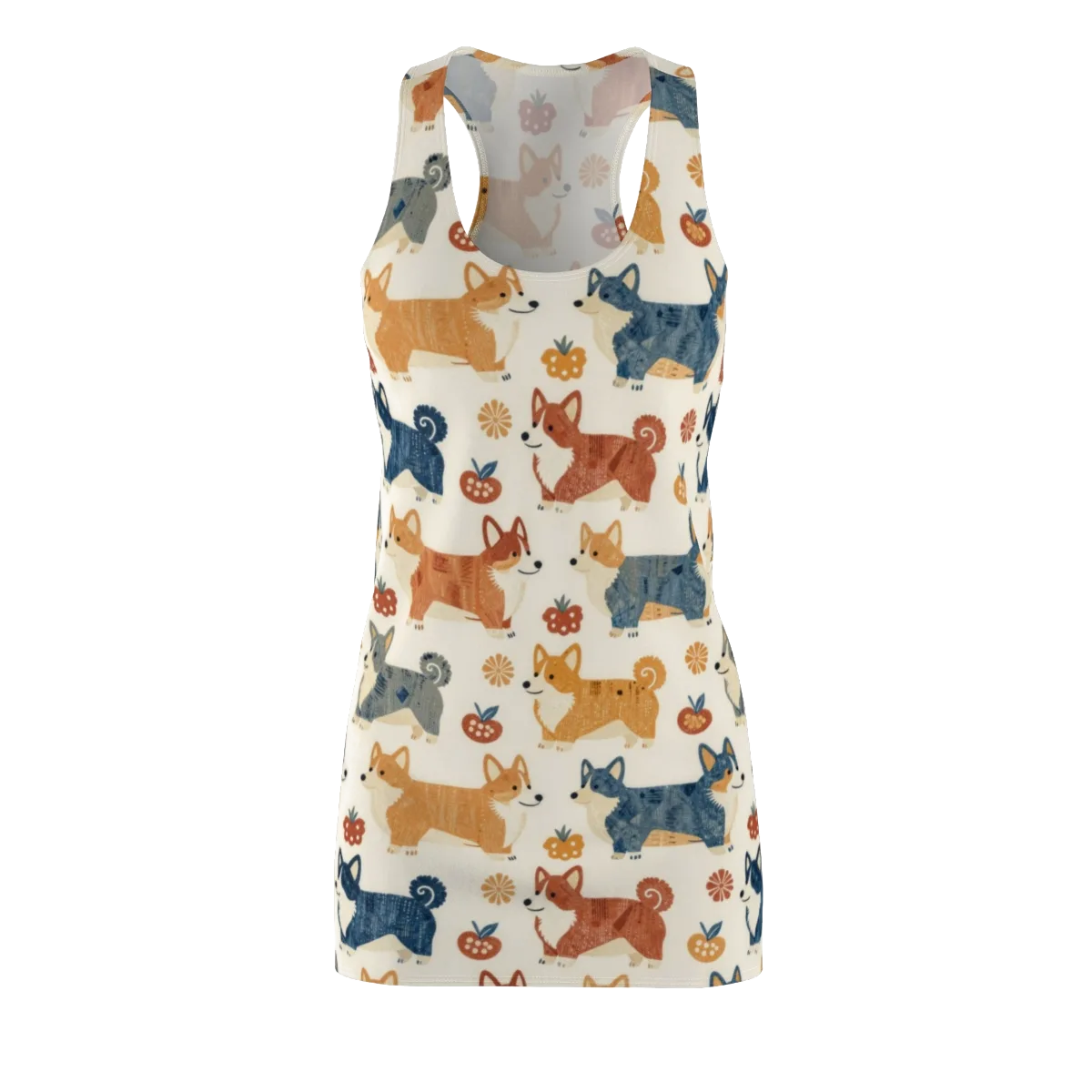Foxfire Corgis on Racerback Dress — Front