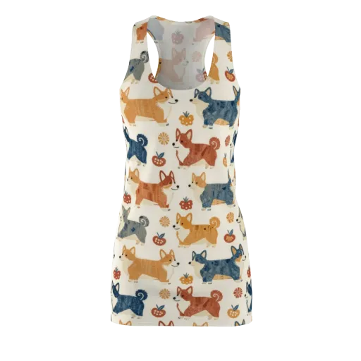 Foxfire Corgis on a Racerback Dress