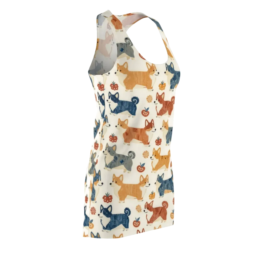 Foxfire Corgis on Racerback Dress — Front Side