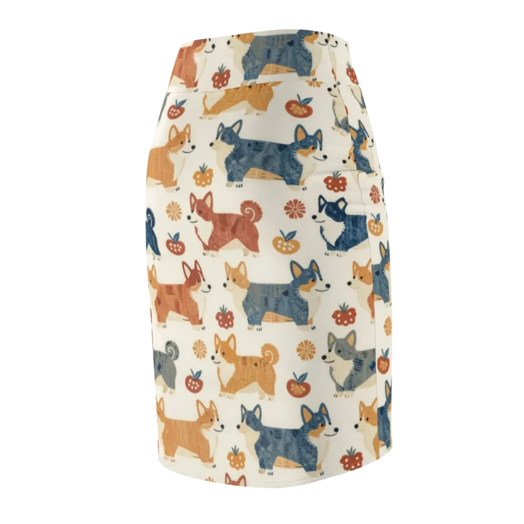 Foxfire Corgis on Pencil Skirt — Back Side