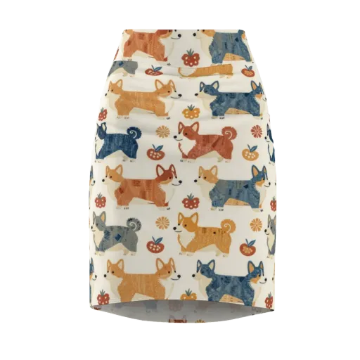 Foxfire Corgis on a Pencil Skirt