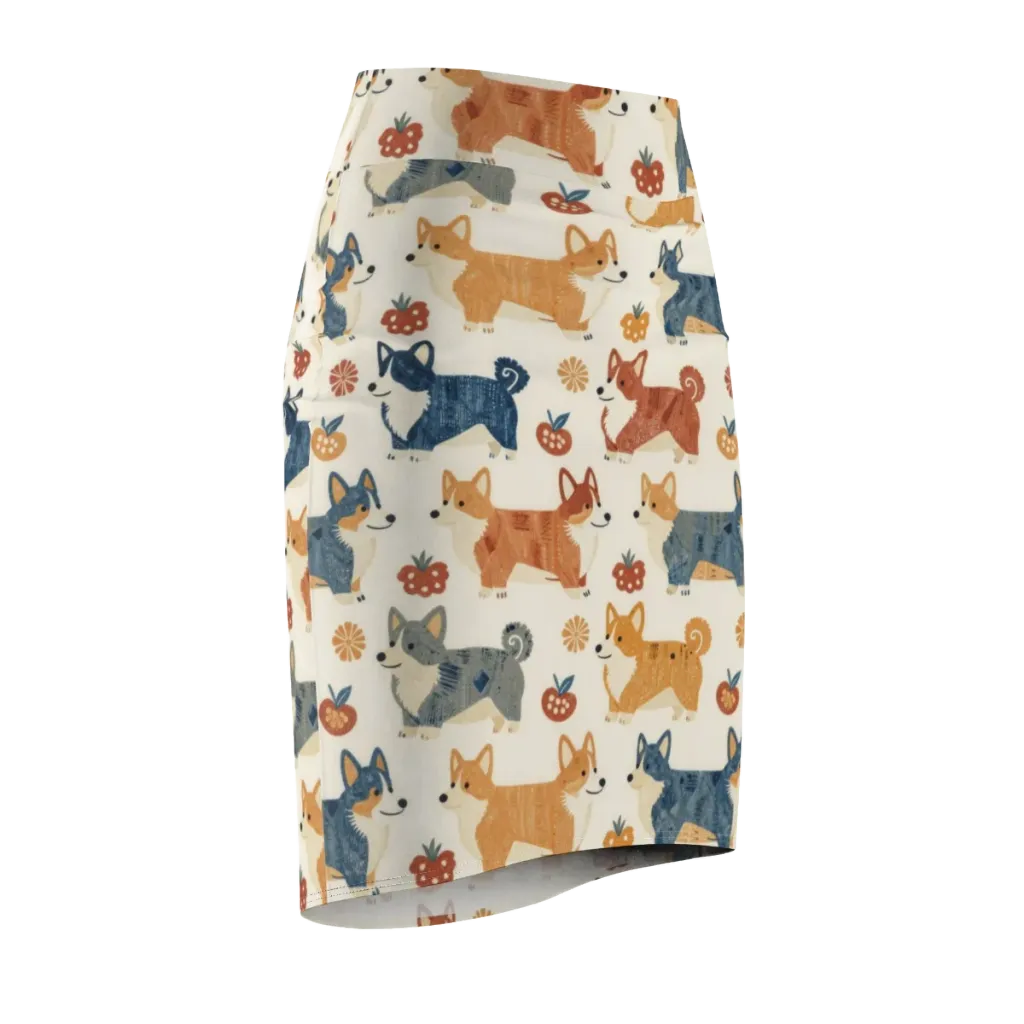 Foxfire Corgis on Pencil Skirt — Front Side
