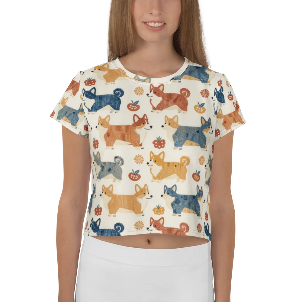 Foxfire Corgis on Crop Tee — Front