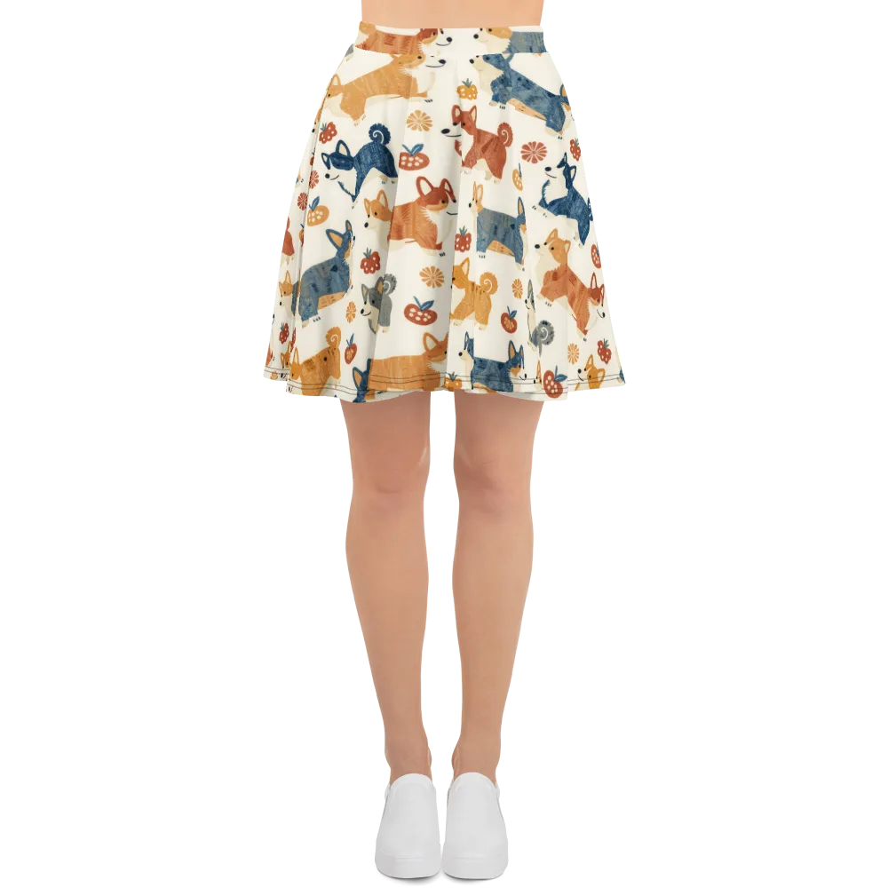Foxfire Corgis on Skater Skirt — Front