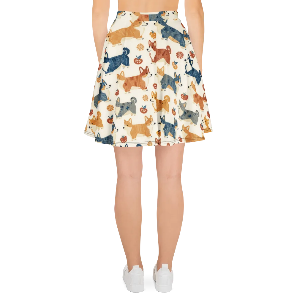 Foxfire Corgis on Skater Skirt — Back
