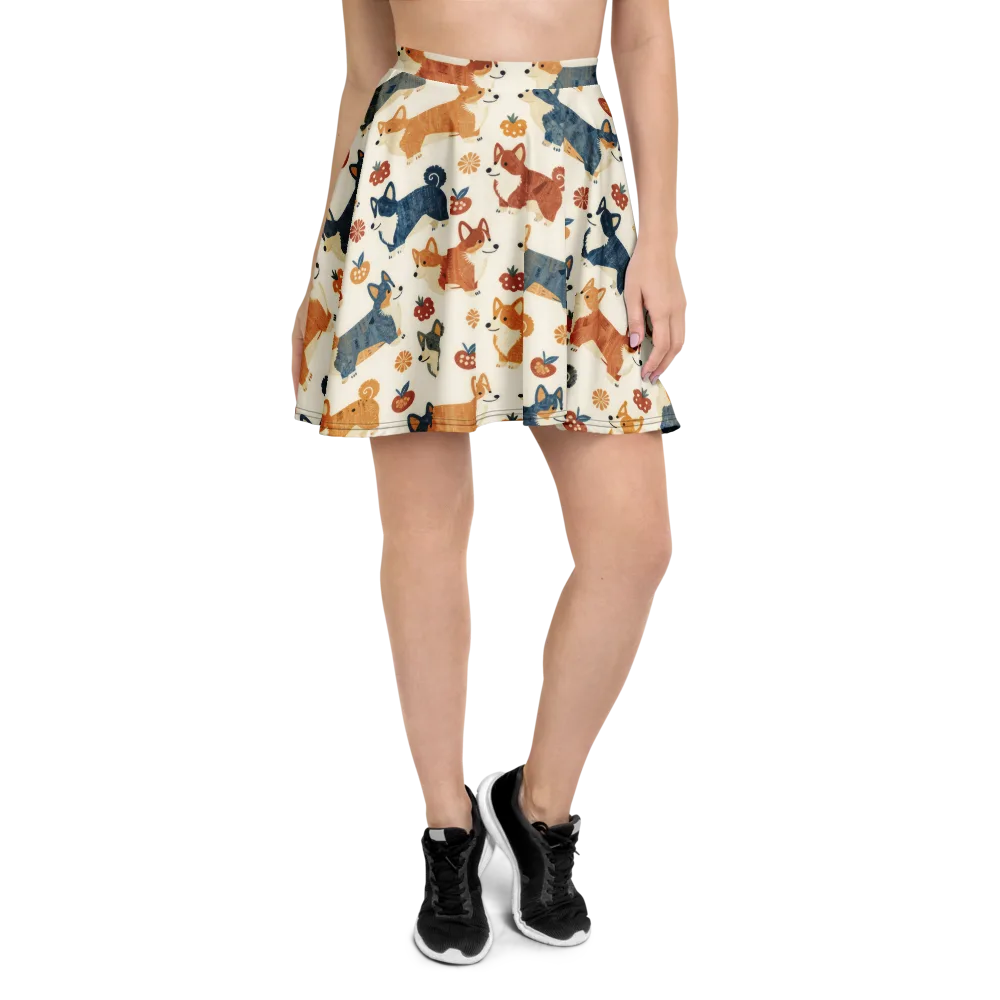 Foxfire Corgis on Skater Skirt — Front