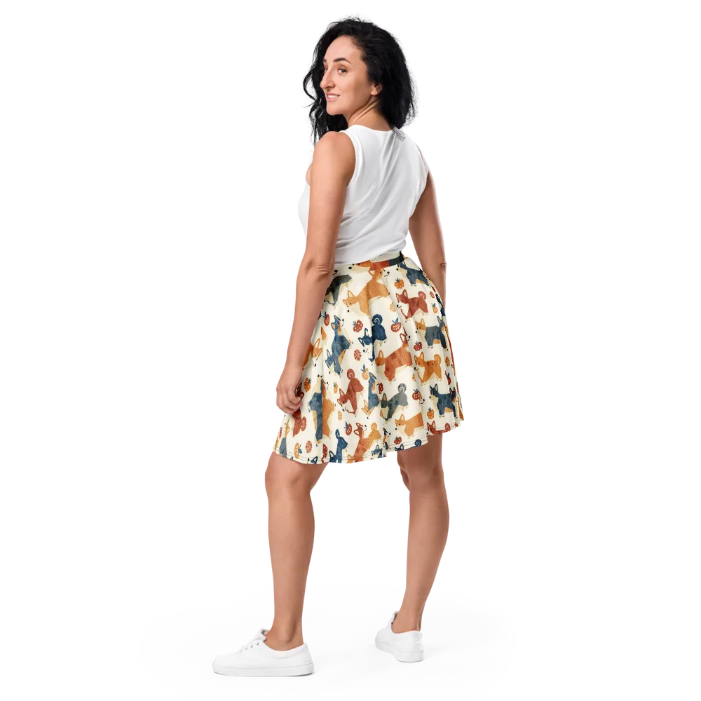Foxfire Corgis on Skater Skirt — Back