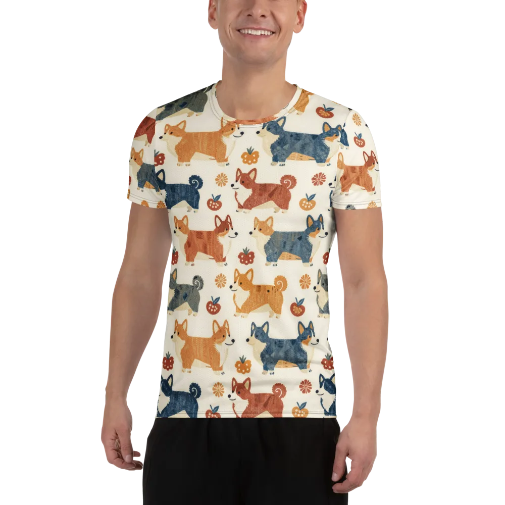 Foxfire Corgis on Men's Athletic T-Shirt — Front