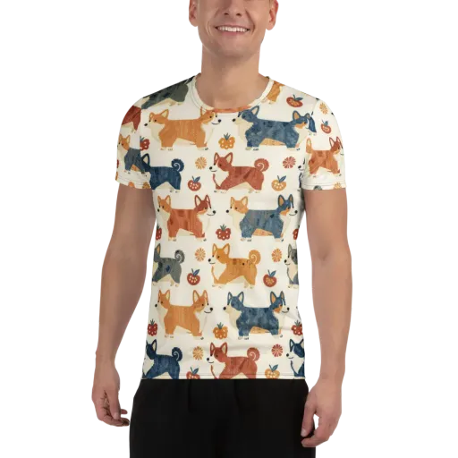 Foxfire Corgis on a Men's Athletic T-Shirt