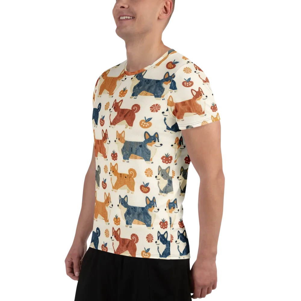 Foxfire Corgis on Men's Athletic T-Shirt — Left