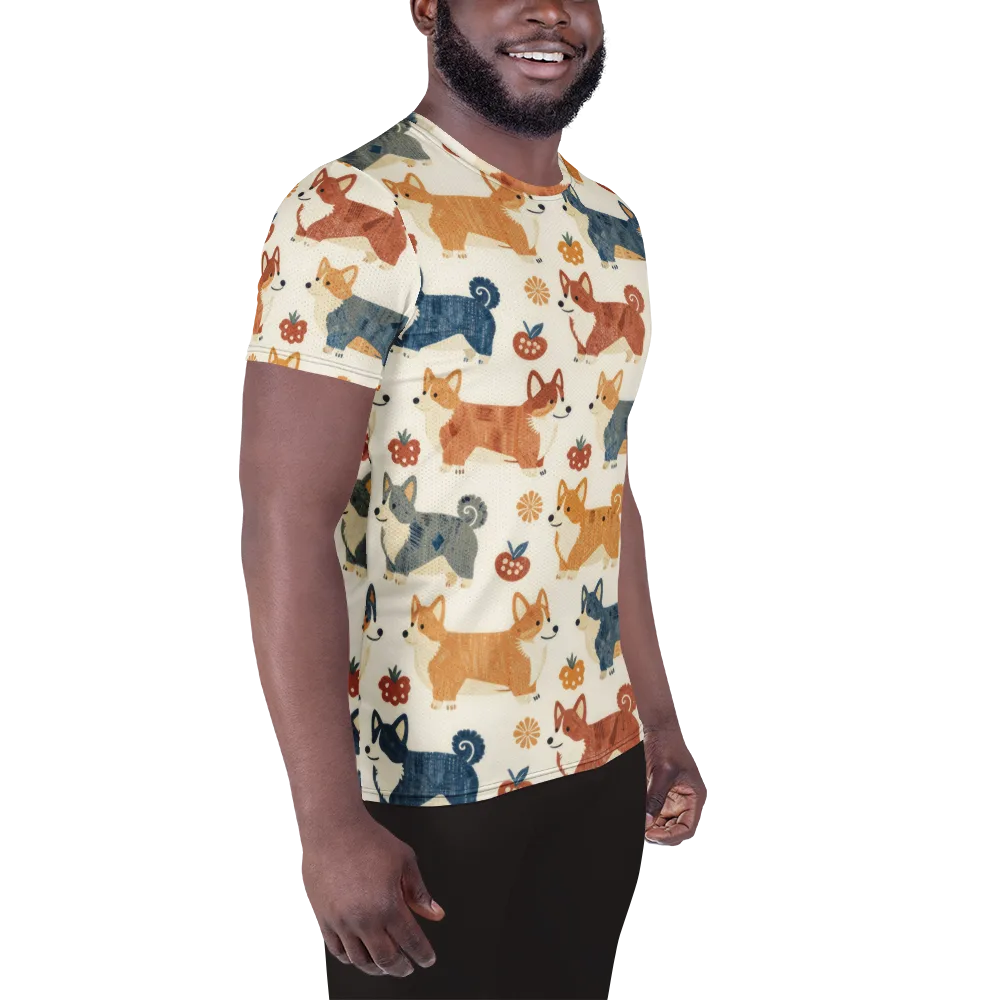 Foxfire Corgis on Men's Athletic T-Shirt — Right