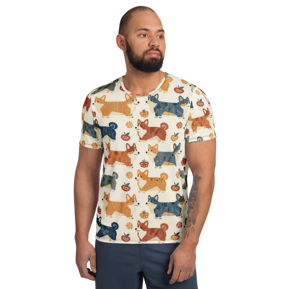 Foxfire Corgis on Men's Athletic T-Shirt — Front