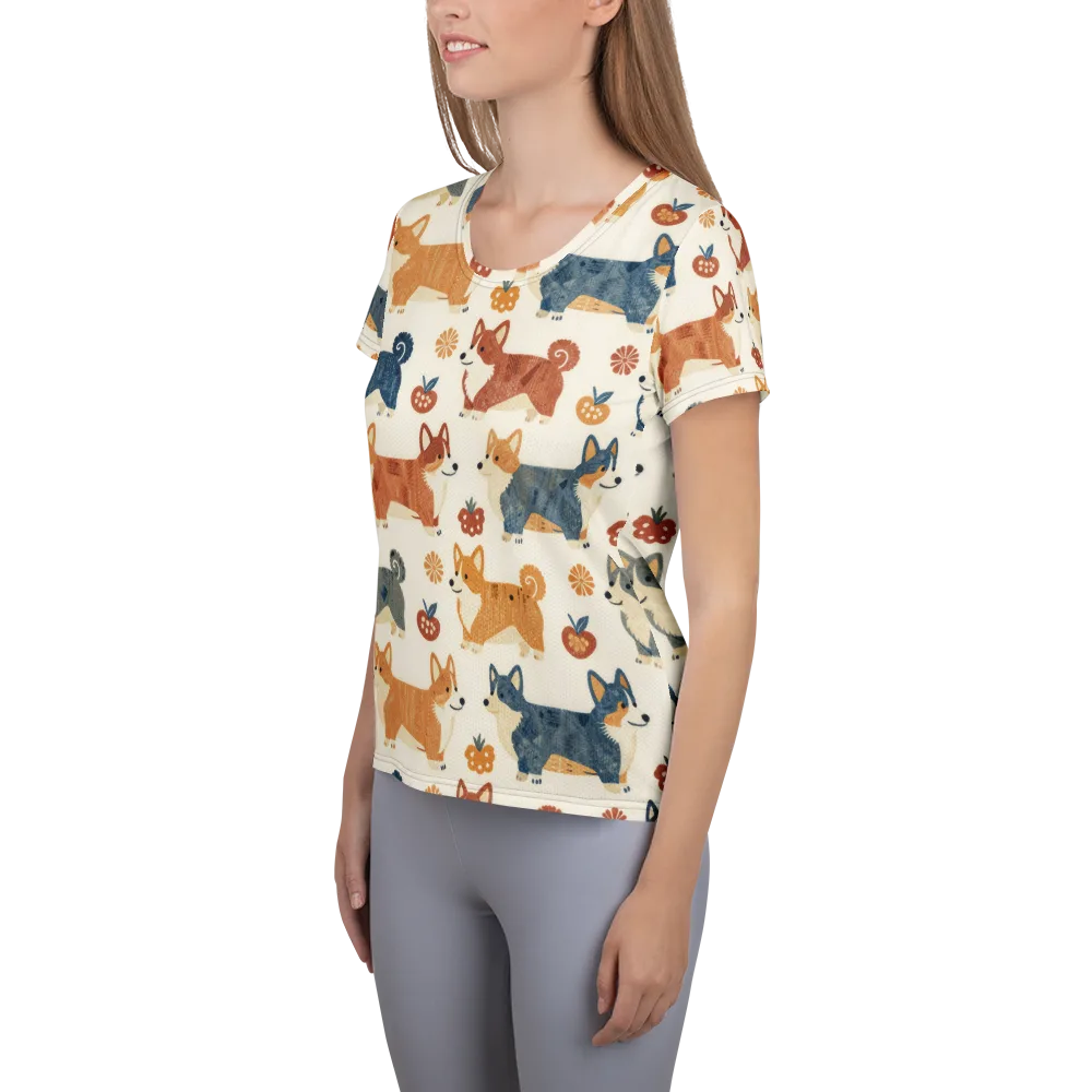 Foxfire Corgis on Women's Athletic T-Shirt — Left