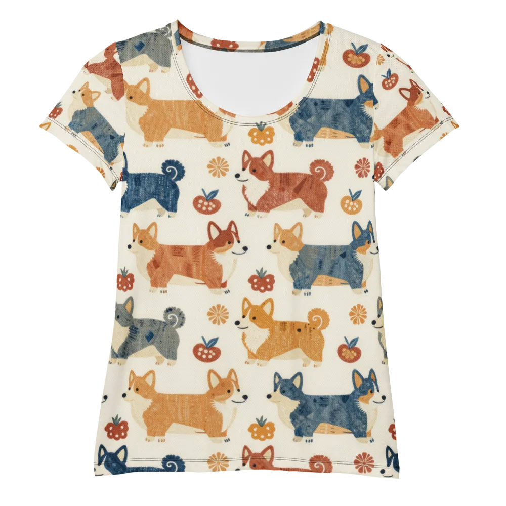 Foxfire Corgis on Women's Athletic T-Shirt — Front
