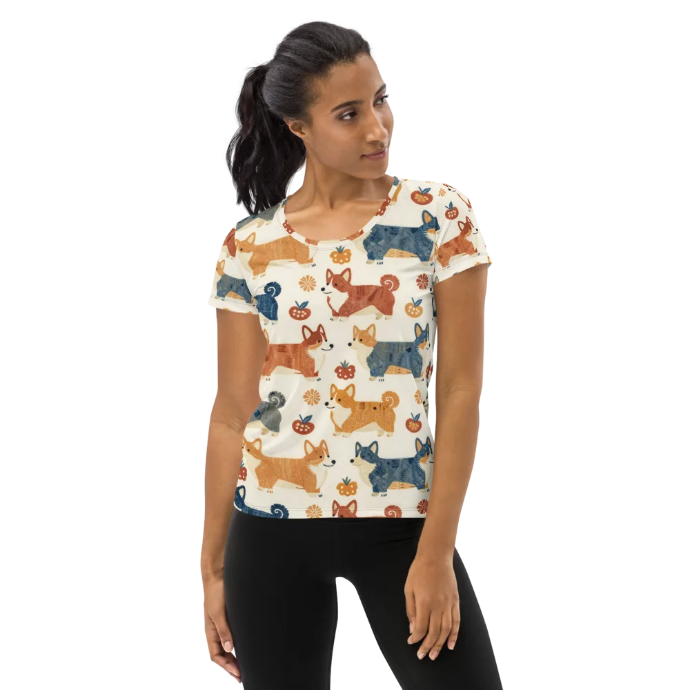 Foxfire Corgis on Women's Athletic T-Shirt — Front