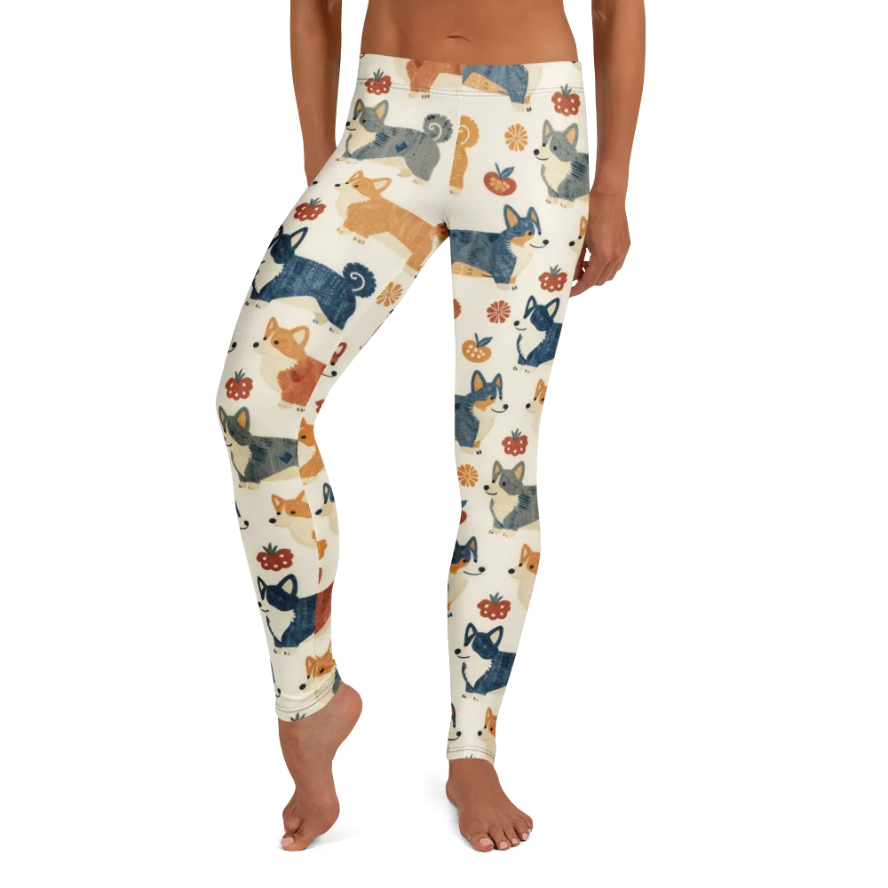 Foxfire Corgis on Leggings — Front