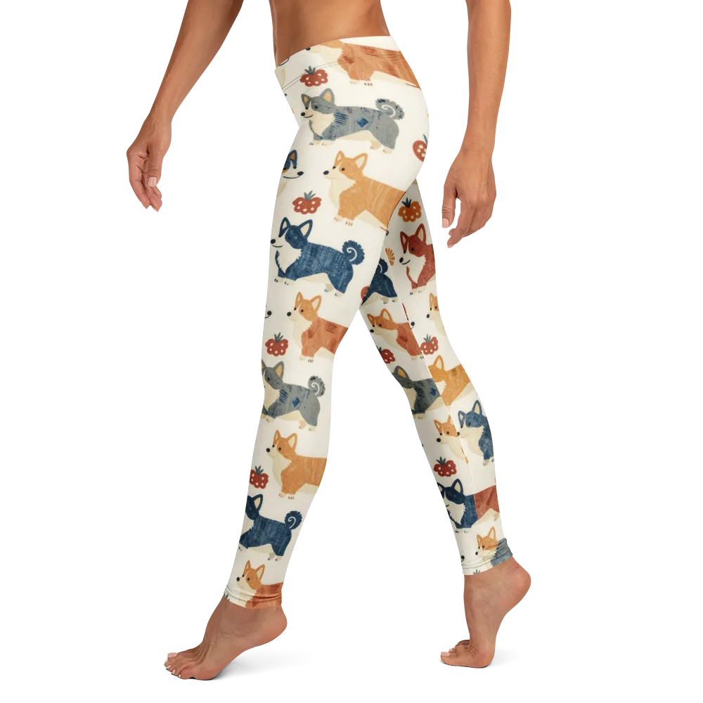 Foxfire Corgis on Leggings — Left