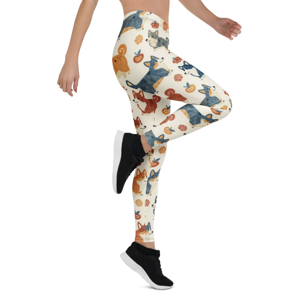Foxfire Corgis on Leggings — Right