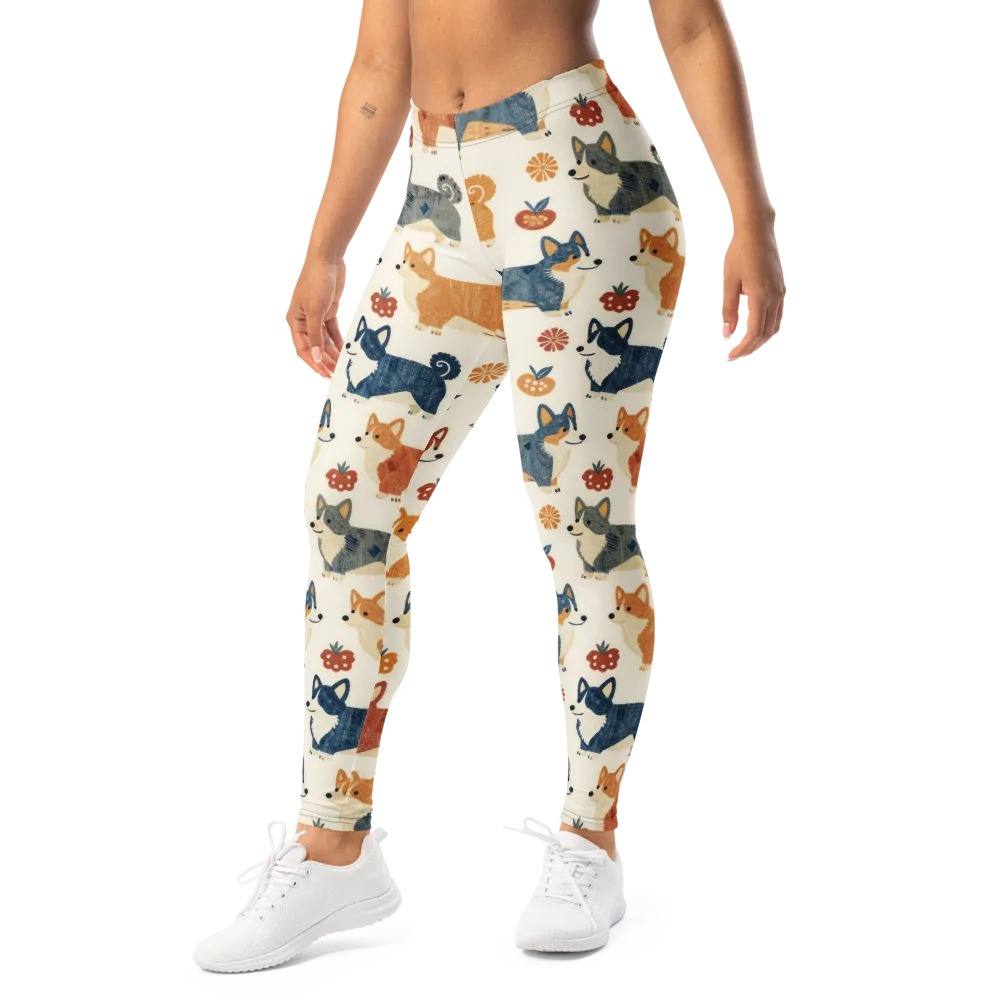 Foxfire Corgis on Leggings — Left Front