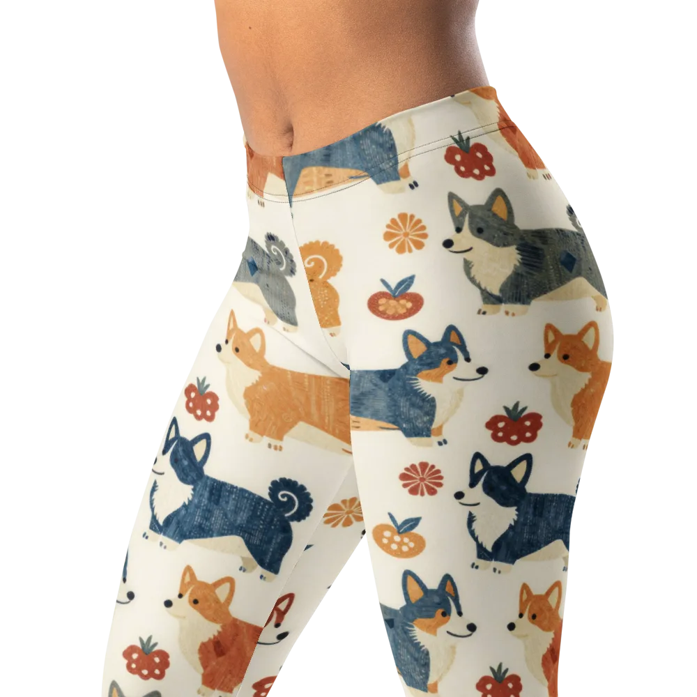 Foxfire Corgis on Leggings — Left Front