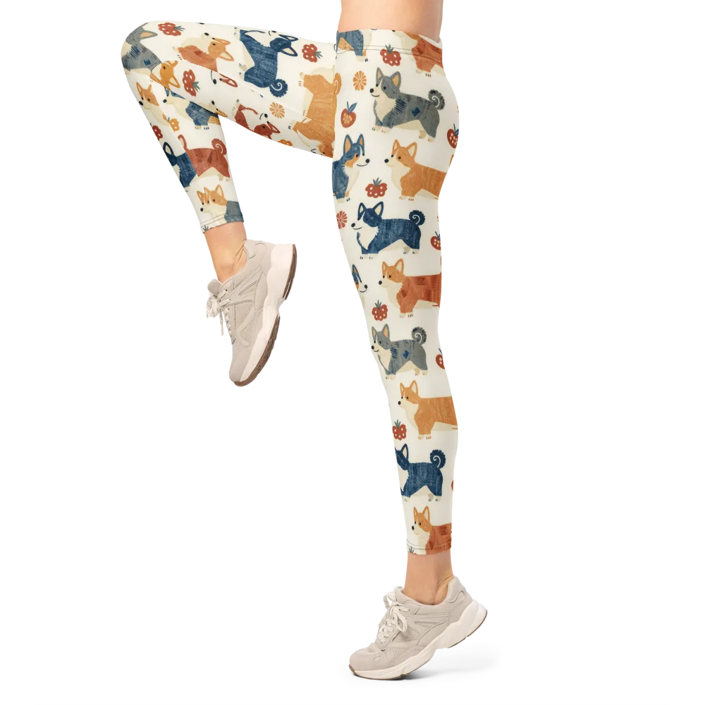 Foxfire Corgis on Leggings — Left