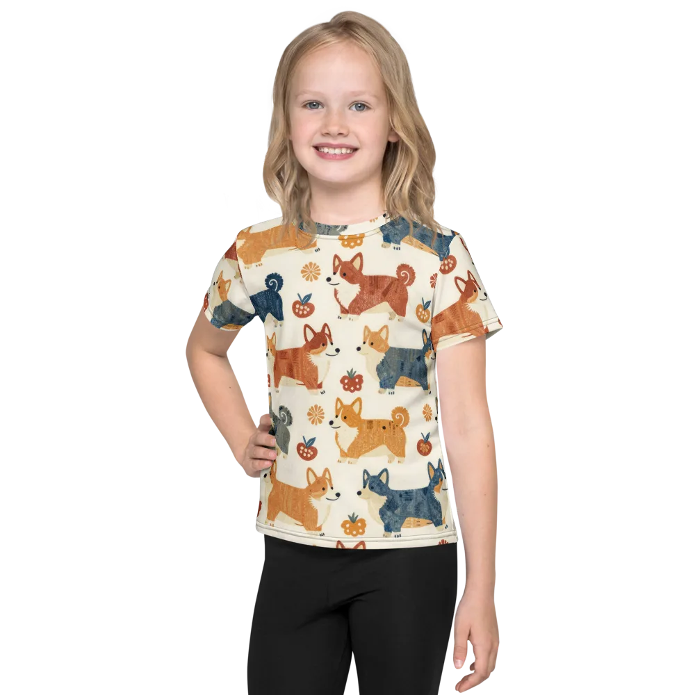 Foxfire Corgis on Kids Crew Neck T-Shirt — Front