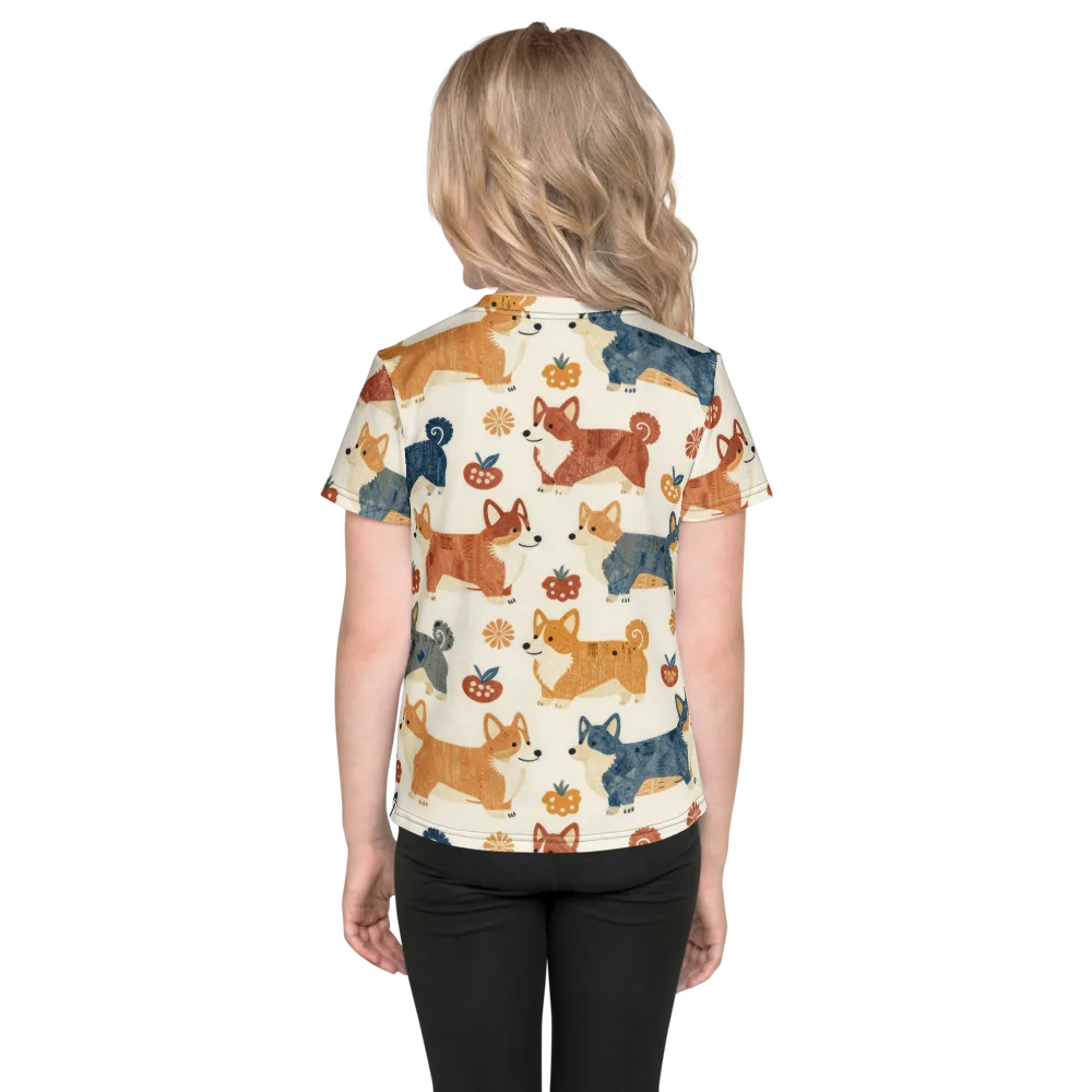 Foxfire Corgis on Kids Crew Neck T-Shirt — Back