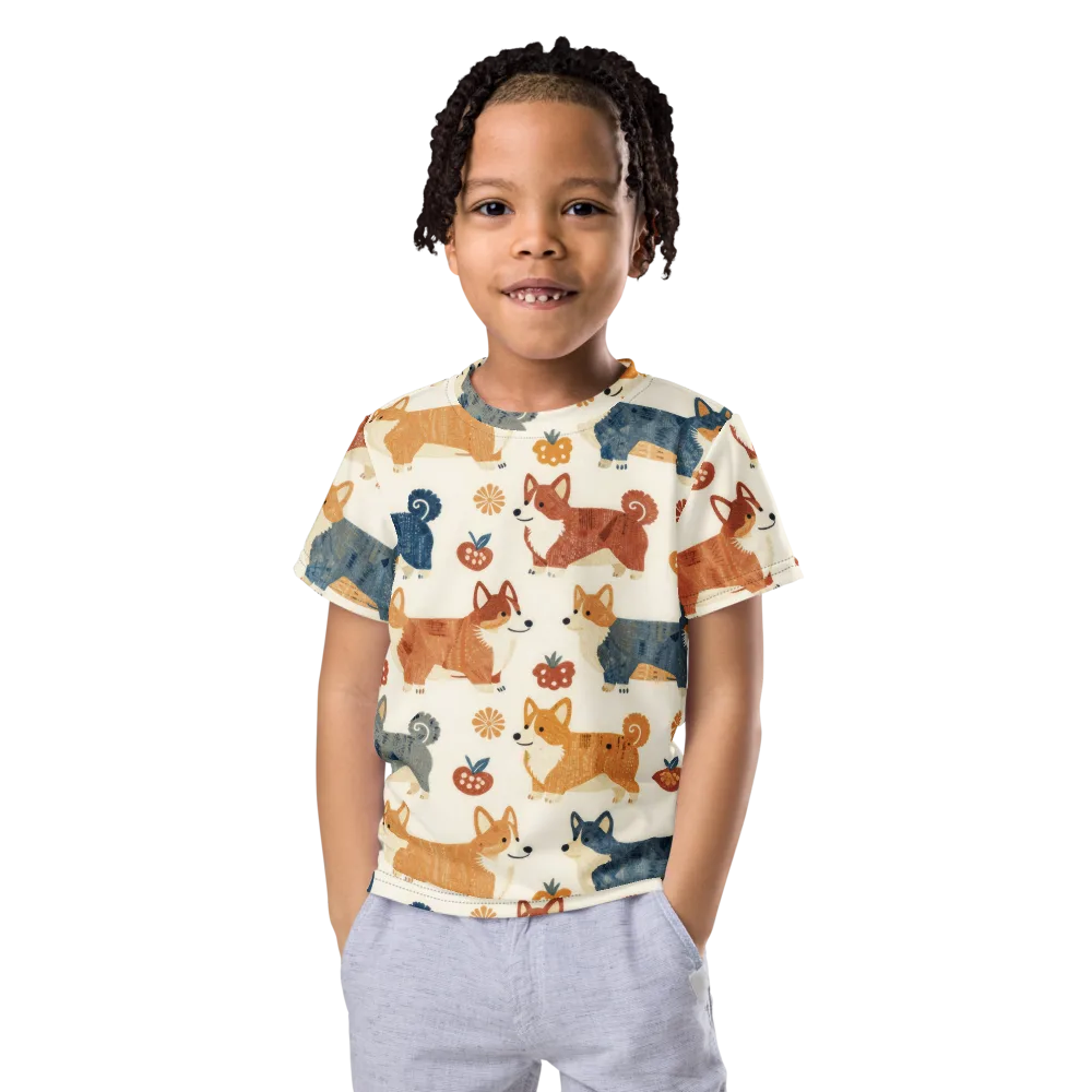Foxfire Corgis on Kids Crew Neck T-Shirt — Front