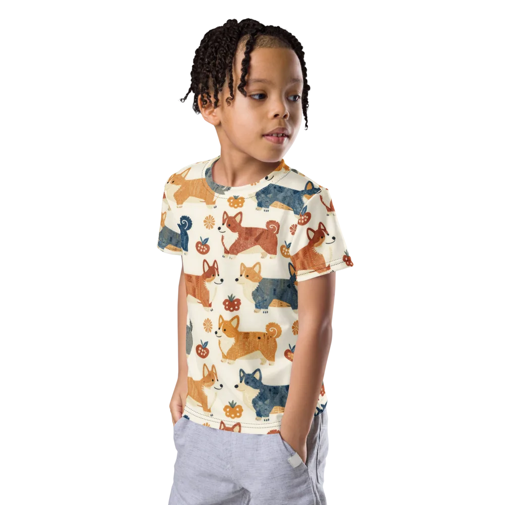 Foxfire Corgis on Kids Crew Neck T-Shirt — Left Front