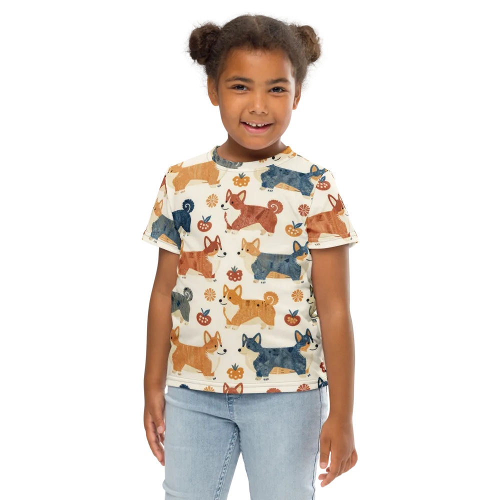 Foxfire Corgis on Kids Crew Neck T-Shirt — Front